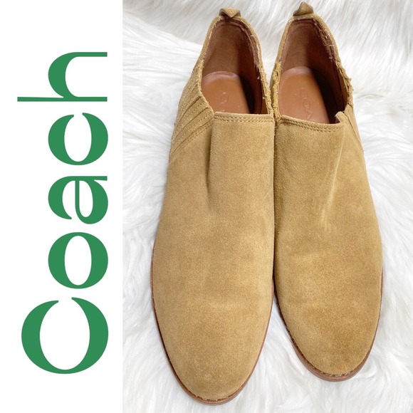 Coach Devin Tan Suede Ankle Booties Block Heel Chelsea Western, Women's Size 8 - Picture 13 of 14